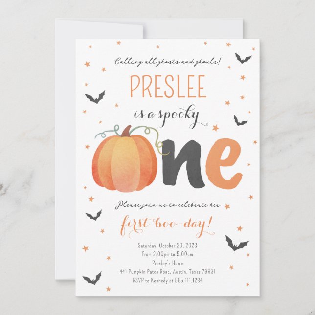 Spooky One First Birthday Halloween Invitation (Front)
