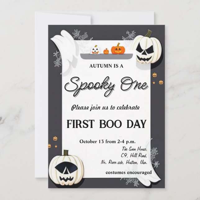 spooky one first birthday invitation (Front)