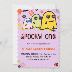  Spooky one First Birthday   Invitation