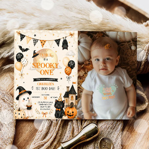Spooky One First Birthday Party Photo Invitation