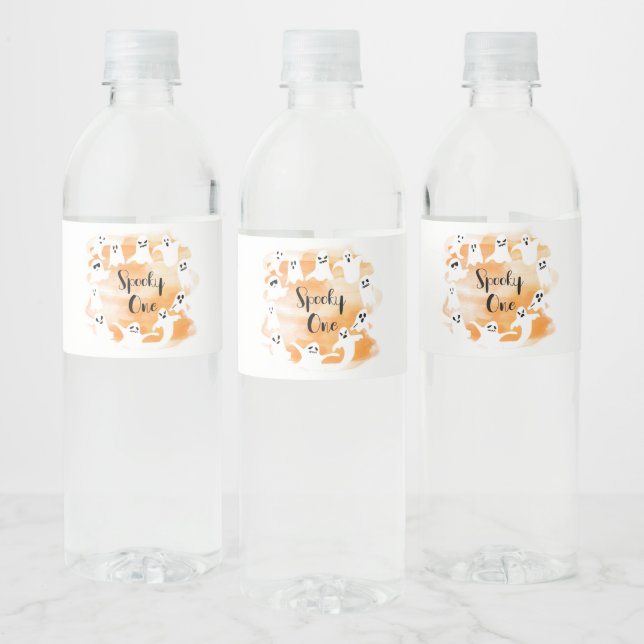 Spooky One First Halloween Birthday Party Water Bottle Label (Bottles)