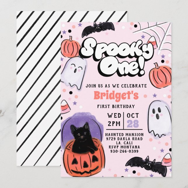 Spooky One! Ghost Birthday Invitation (Front/Back)