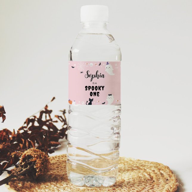 Spooky One Ghost Birthday Party Water Bottle Label (Creator Uploaded)