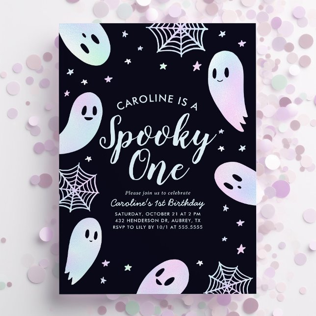 Spooky One Ghost Halloween 1st Birthday Invitation (Creator Uploaded)