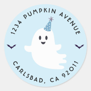 Spooky One Ghost Halloween Birthday Return Address Classic Round Sticker