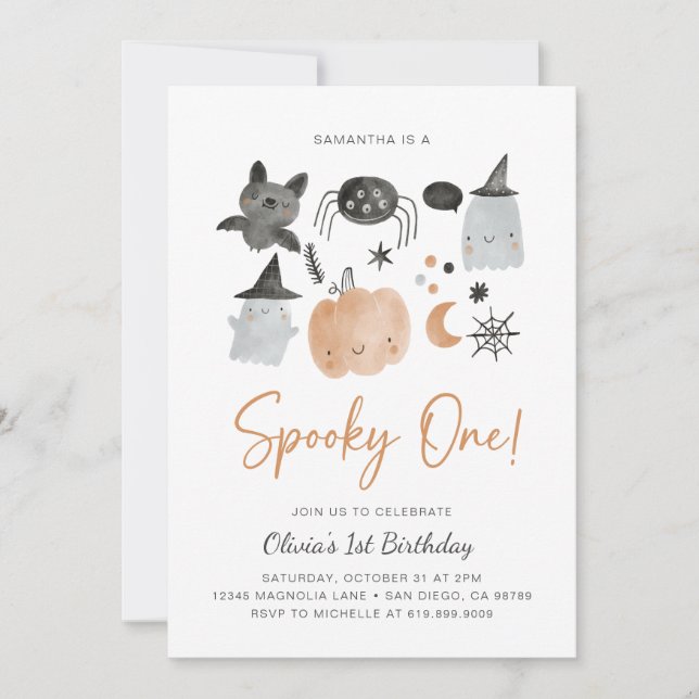 Spooky One | Ghost Invitation | Spooky 1st (Front)