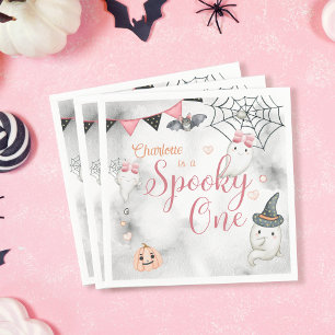 Spooky One Girl Halloween 1st Birthday  Napkin