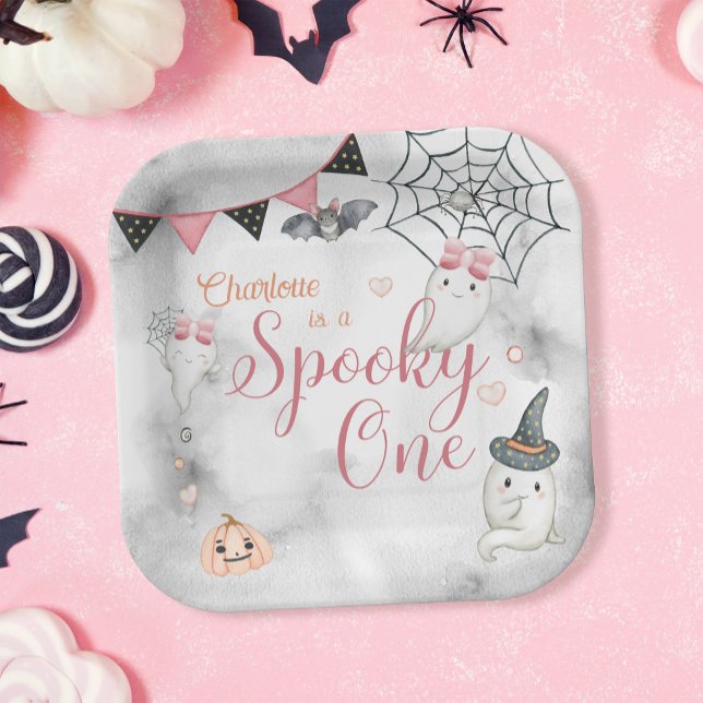 Spooky One Girl Halloween 1st Birthday  Paper Plate (Creator Uploaded)