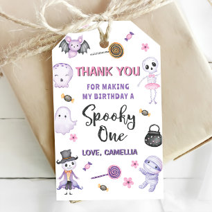 Spooky One Girls Halloween 1st Birthday Gift Tags