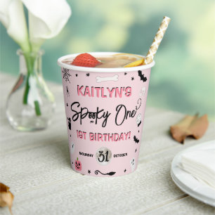 Spooky One! Girls Halloween 1st Birthday Party Paper Cups
