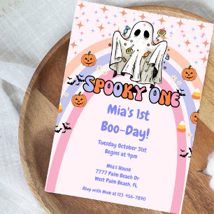 Spooky One Groovy Halloween 1st Birthday  Invitation