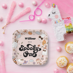 Spooky One Groovy Halloween 1st Birthday Paper Plate