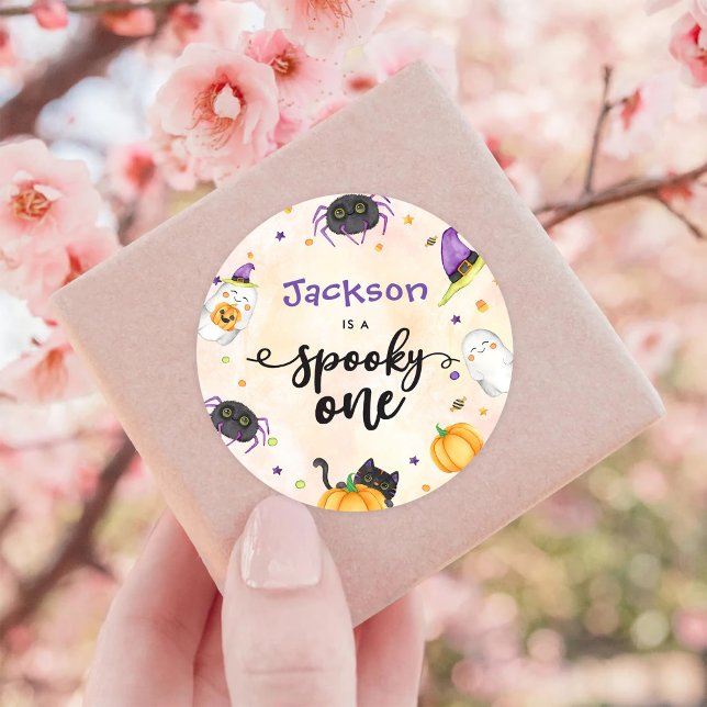 Spooky One Halloween 1st Birthday Classic Round Sticker (Creator Uploaded)