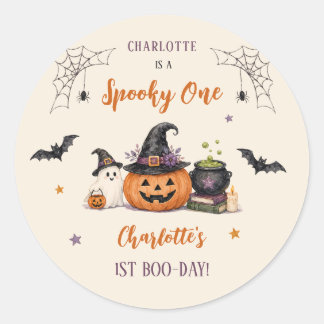 Spooky One Halloween 1st Birthday Girls Ghost Classic Round Sticker