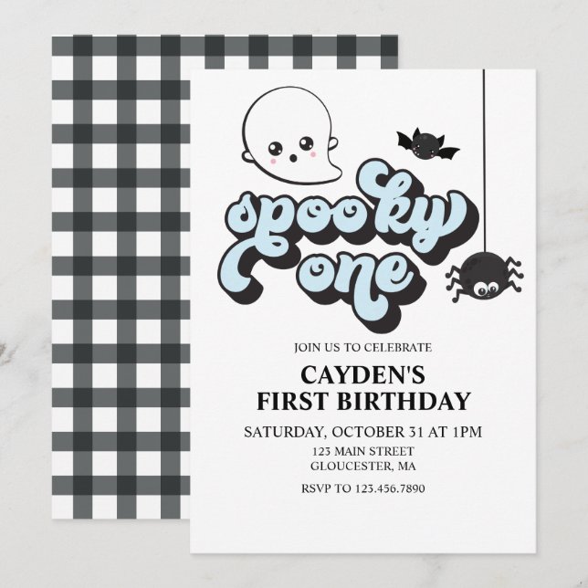 Spooky One Halloween 1st Birthday  Invitation (Front/Back)