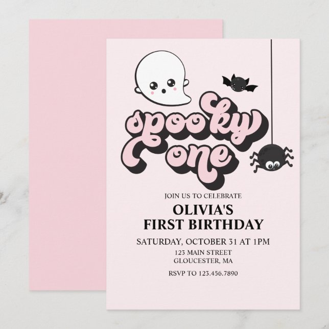 Spooky One Halloween 1st Birthday  Invitation (Front/Back)