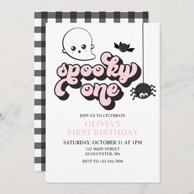 Spooky One Halloween 1st Birthday  Invitation (Front/Back)
