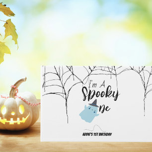 Spooky One   Halloween 1st Birthday   Minimal Blue Guest Book