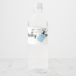 Spooky One   Halloween 1st Birthday   Minimal Blue Water Bottle Label