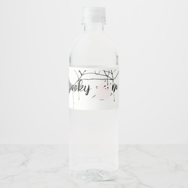 Spooky One | Halloween 1st Birthday | Minimal Pink Water Bottle Label (Front)