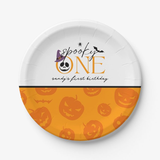 Spooky One Halloween 1st birthday  Paper Plate (Front)