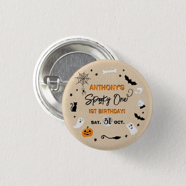 Spooky One! Halloween 1st Birthday Party 3 Cm Round Badge (Front & Back)