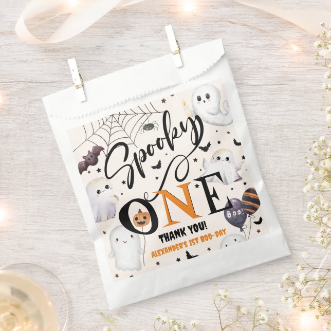 Spooky One Halloween 1st Birthday Party Cute Ghost Favour Bags (Clipped)