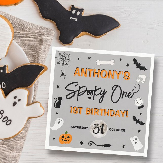 Spooky One! Halloween 1st Birthday Party Napkin (Creator Uploaded)