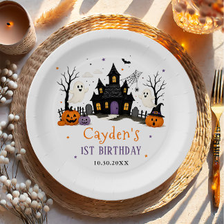 Spooky One Halloween 1st Birthday Party Paper Plate