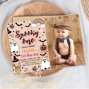 Spooky One Halloween 1st Birthday Party Photo Invitation