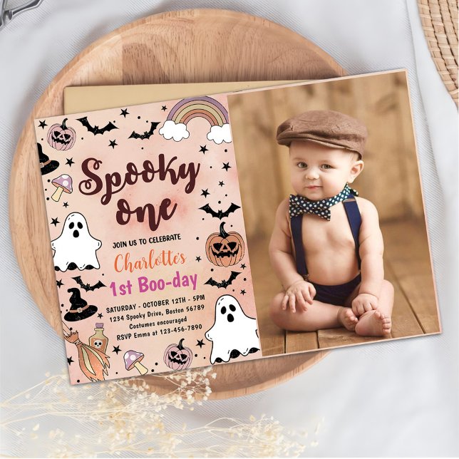 Spooky One Halloween 1st Birthday Party Photo Invitation (Creator Uploaded)