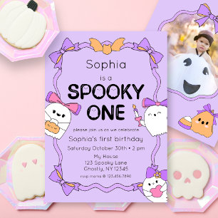 Spooky One Halloween 1st Birthday Photo Invitation