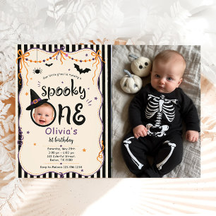 Spooky One Halloween 1st Birthday Photo Invitation