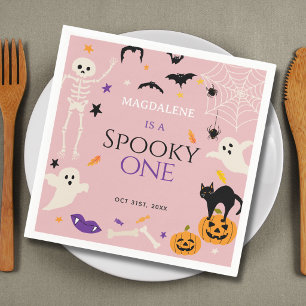 Spooky One Halloween 1st Birthday Pink Napkin