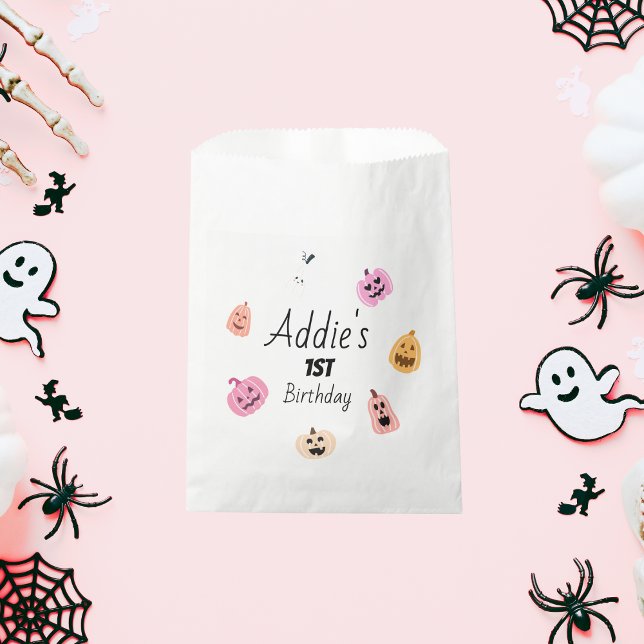 Spooky One | Halloween 1st Birthday | Pink Pumpkin Favour Bags (Creator Uploaded)