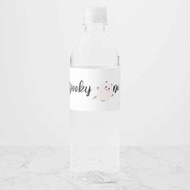 Spooky One | Halloween 1st Birthday | Pink Pumpkin Water Bottle Label (Front)