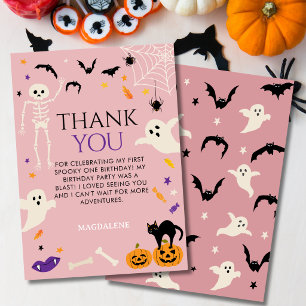 Spooky One Halloween 1st Birthday Pink Thank You Card