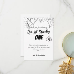 Spooky One Halloween 1st Birthday Spooky B+W Thank You Card