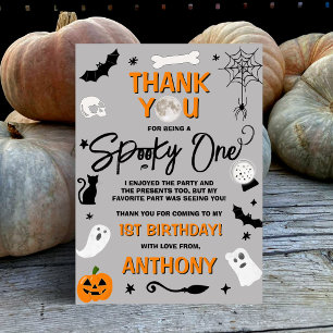 Spooky One! Halloween 1st Birthday Thank You Card