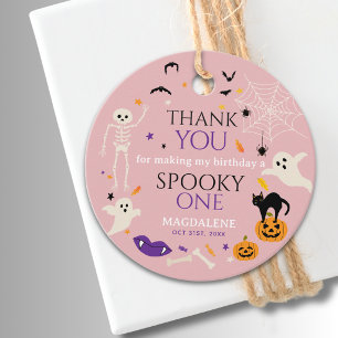 Spooky One Halloween 1st Birthday Thank You Pink Favour Tags