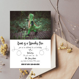 Spooky One   Halloween 1st Birthday   WITH PHOTO Invitation