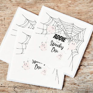 Spooky One   Halloween B-Day Napkins   Pink Ghosts