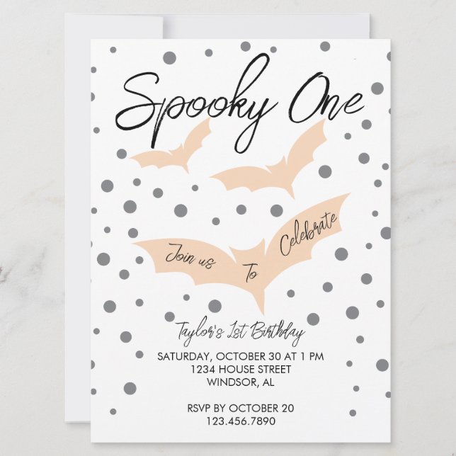 Spooky One Halloween Bats Birthday Party  Invitation (Front)