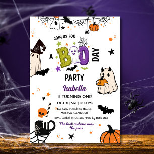 Spooky one Halloween Birthday Ghost Whimsical  Invitation