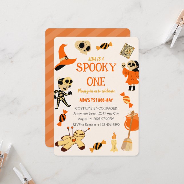 Spooky One Halloween Birthday Invitation (Front/Back In Situ)