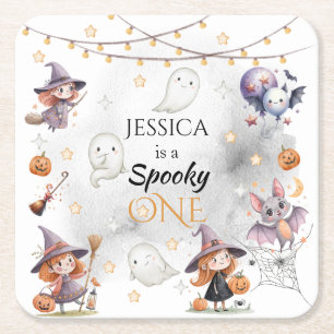 Spooky One Halloween Birthday Paper Coasters