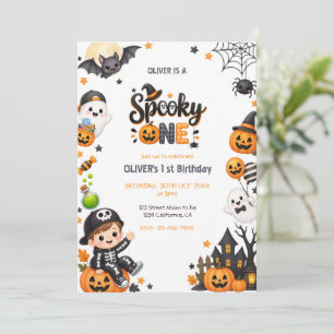 Spooky One Halloween Boy 1st Birthday Invitation