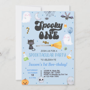 Spooky One Halloween boy 1st birthday invite. Invitation