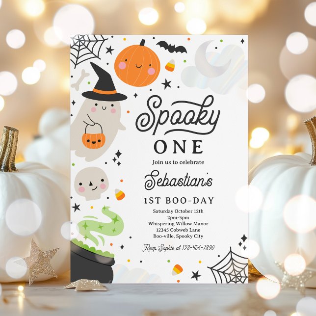 Spooky One Halloween Boy Ghost 1st Birthday Party Invitation (Creator Uploaded)