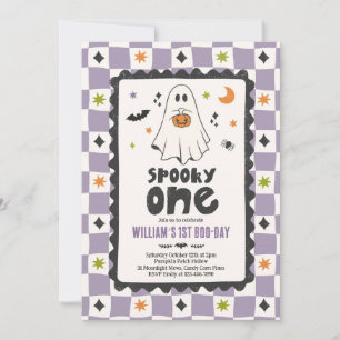 Spooky One Halloween Boy Ghost 1st Birthday Party Invitation